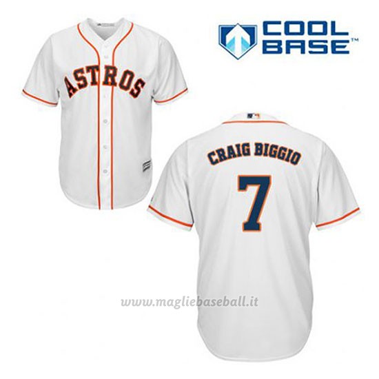 Maglia Baseball Uomo Houston Astros Craig Biggio 7 Bianco 1ªCool Base